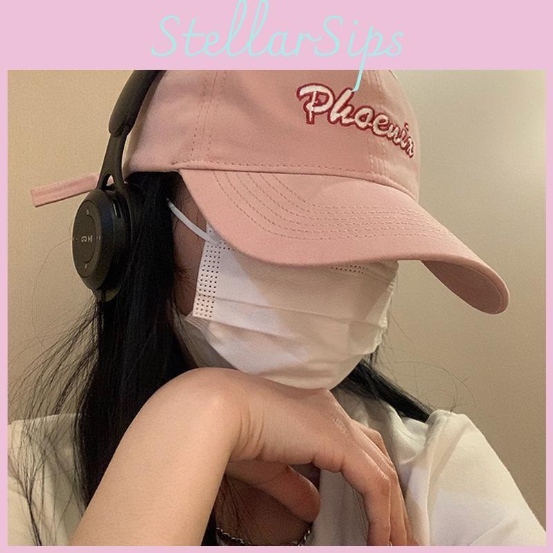 Baseball Pink Chic Cap For Women With Embroidered Letters Adjustable Cotton Hat Summer