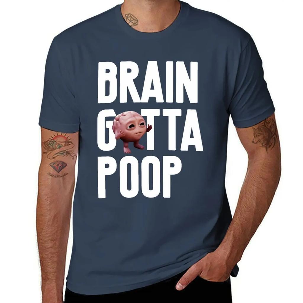 Brain Gotta Poop T-Shirt Aesthetic clothing Blouse boys animal print men workout shirt