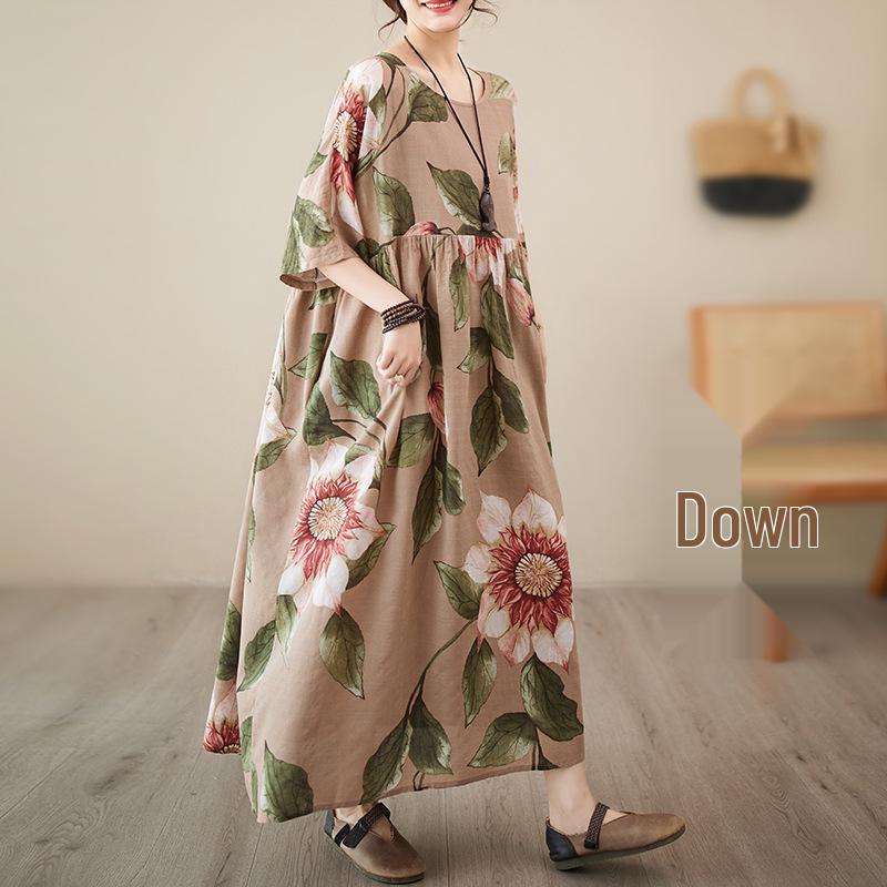2023 Summer Bohemian Pastoral Short Sleeve Plus Size Dress for Women