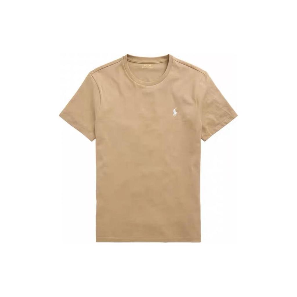 Polo Ralph Lauren FW23 Solid Color Small Pony Embroidered Crew Neck Short Sleeve T-Shirt Men T-Shirt Khaki 710671426-241