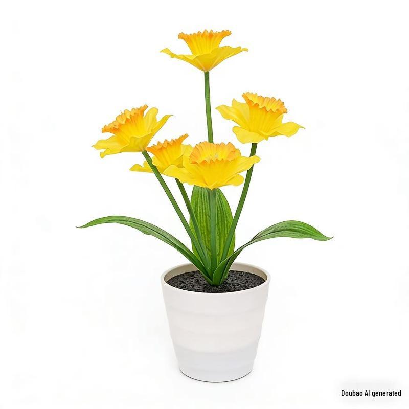 

Лампа-цветочный горшок с нарциссом и искусственной зеленью для декора гостиной Small Yellow