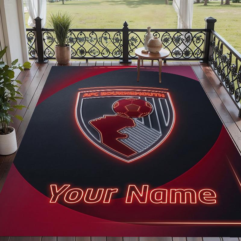 Custom Text Printed Rug Bournemouth Football Non Slip Floor Carpet For Home Room Decor