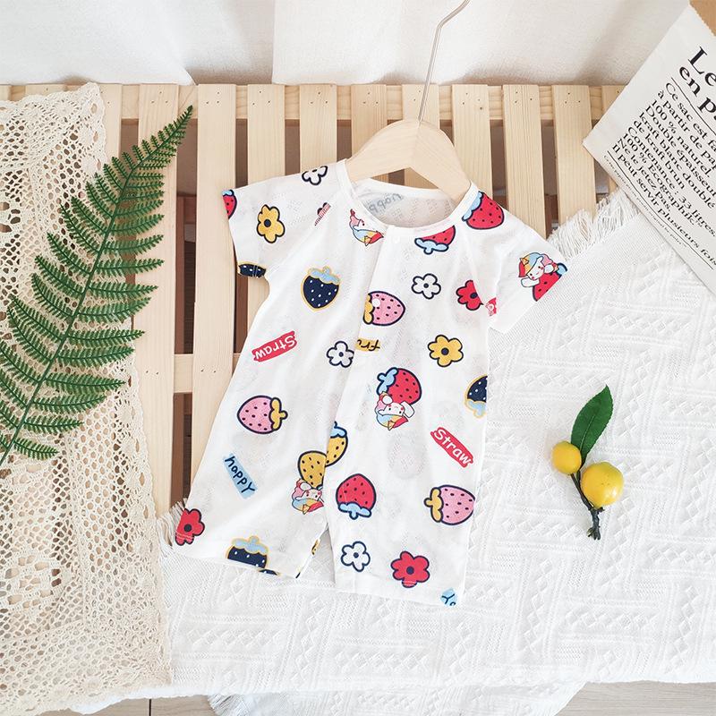 Summer Baby Bamboo Bodysuit: Lightweight, Breathable Short Sleeve Coverall for 3-24 Months