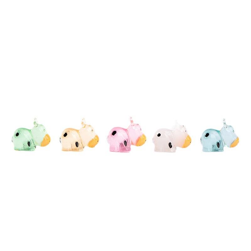 Glow-in-the-dark Cow Resin Pendant Miniature Landscape Cartoon Cute Luminous Animal Accessories Decorative Arts and Crafts