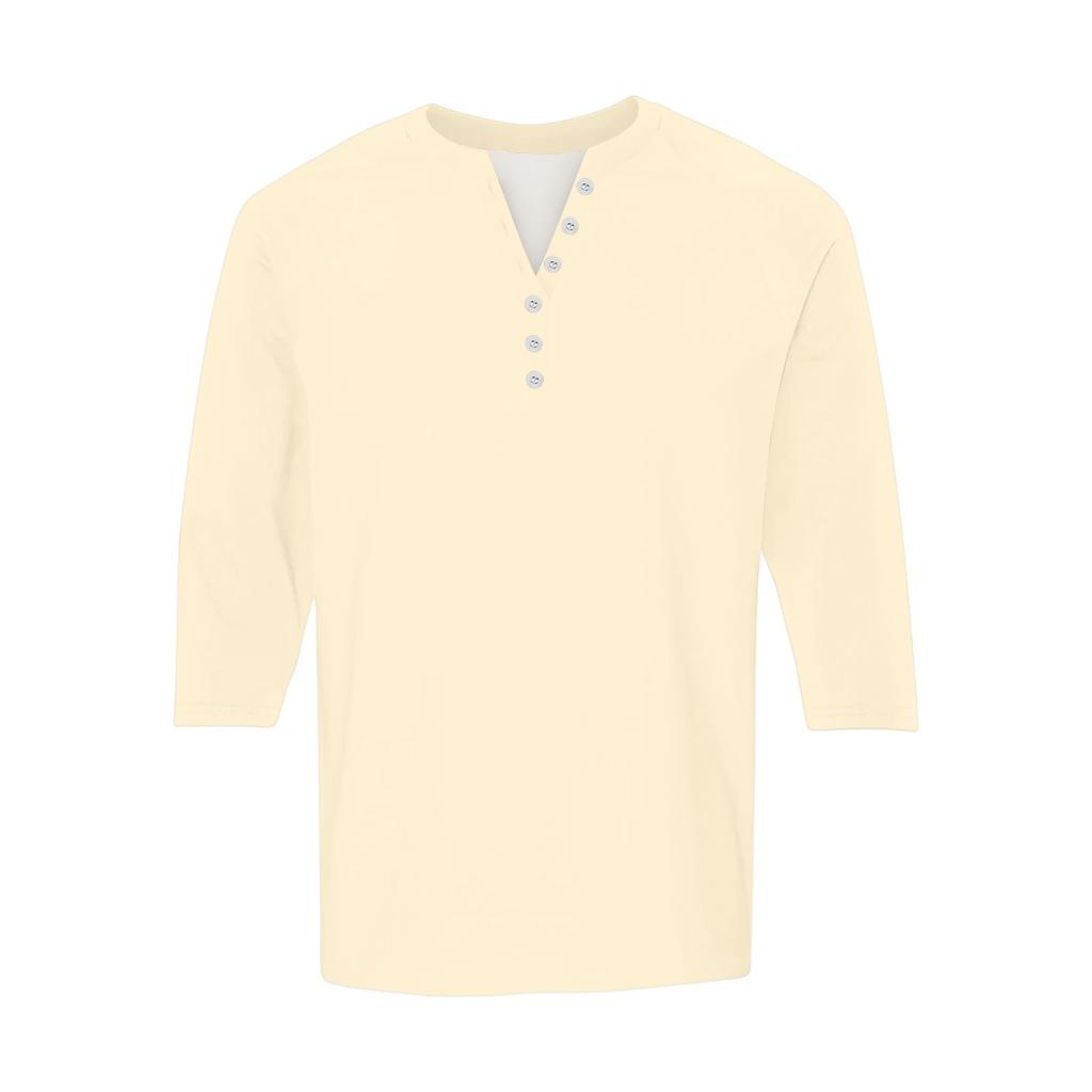 Мужской контрастный топ реглан на пуговицах с рукавом 3/4