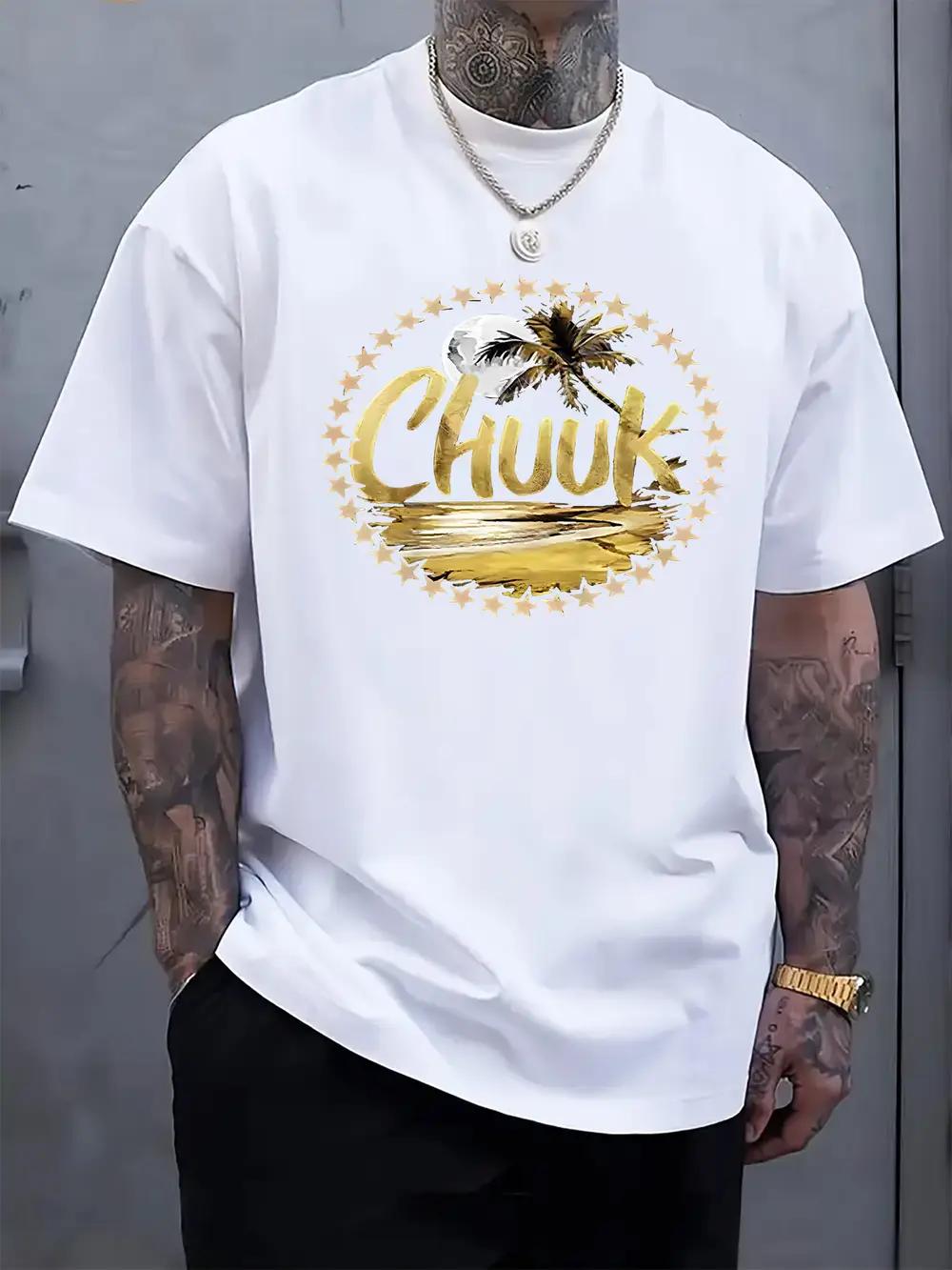 

Chuuk Graphic Print Short Sleeve T-shirt - Lightweight 180gsm Polyester-Spandex Blend XXL
