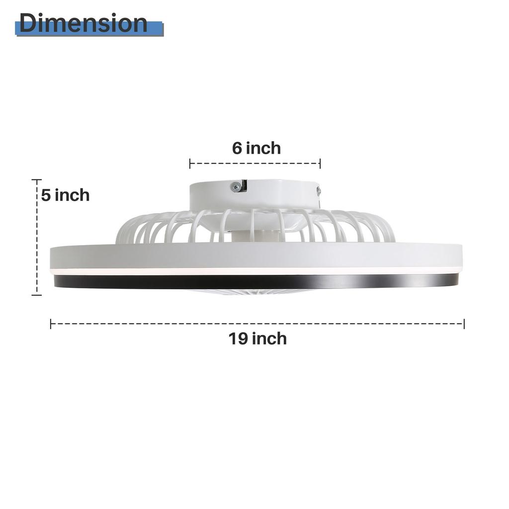 Sofucor 48.2cm Flat Ceiling Fan with 6-stage Remote Control, Super Quiet DC Motor, RGB & 3-color Light, Dimmable – Ideal for the Bedroom