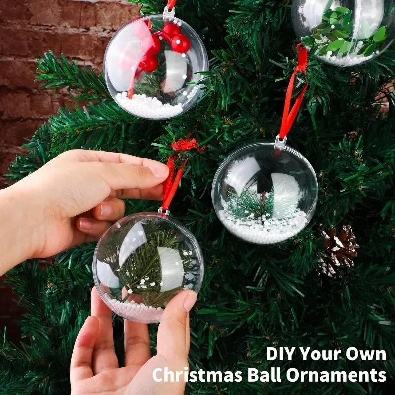 Christmas Transparent Balls Hanging Pendants For Xmas Tree Plastic Hollow Ball Ornaments Wedding Party Home Decoration Supplies