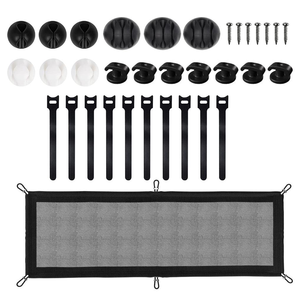 Praktyczny organizer siatkowy do zarządzania kablami pod biurkiem dla efektywnego przechowywania przewodów i bezpieczeństwa w domu lub biurze