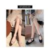 Sheepskin version of grape mother with the same cross belt Mary Jane shoes women's bow rivet round head flat bottom ballet style shoes