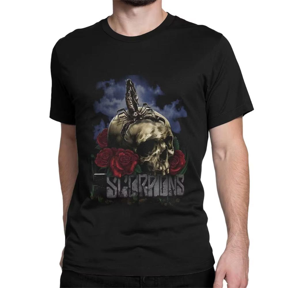 Men Women Printed T-Shirt Heavy Metal Scorpions Cotton Tees Short Sleeve Hard Rock Band T Shirt Round Collar Clothes Graphic