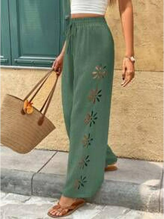 New 2026 Casual Drawstring Hollow Loose Wide-Leg Trousers