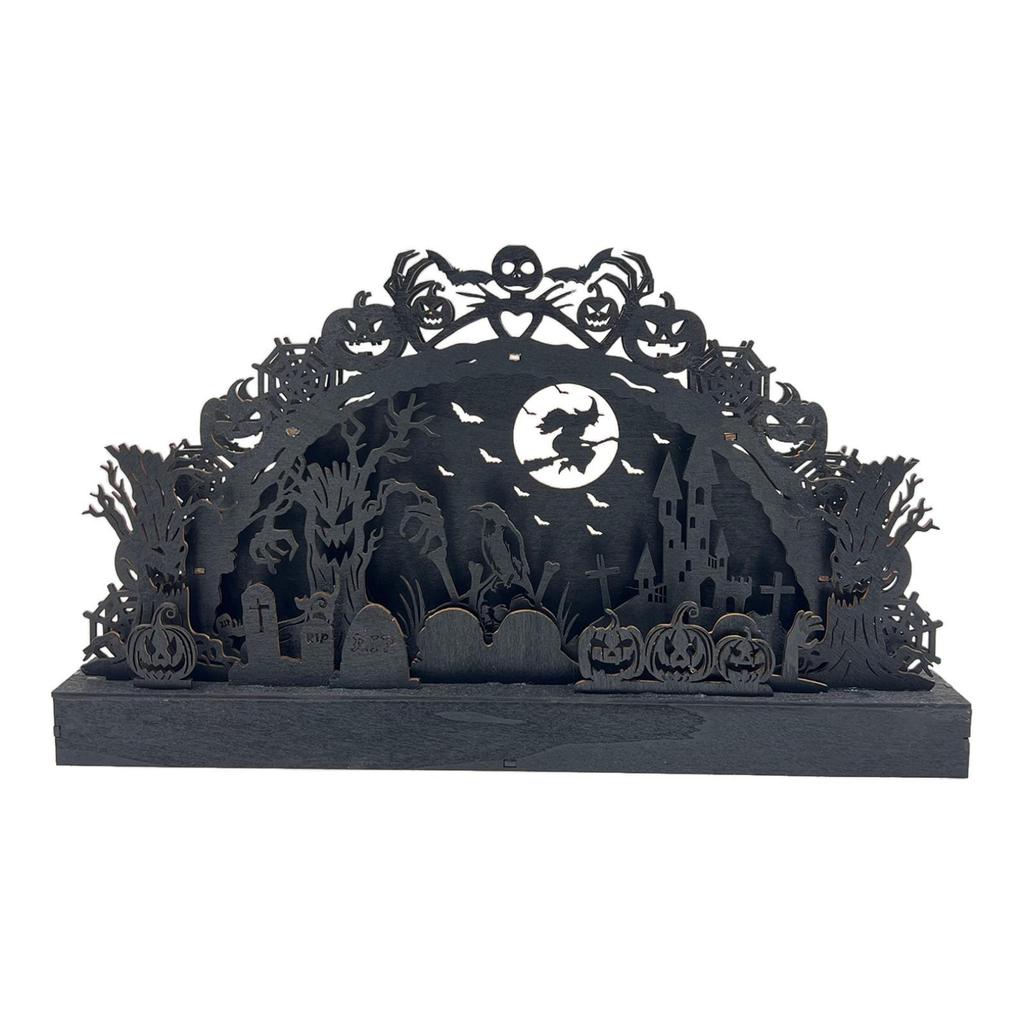 Halloween Decoration Table Centerpiece Wooden Decorative Silhouette Lighted for
