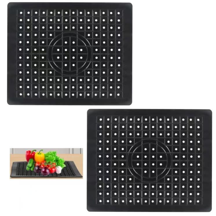 Black Rectangular Silicone Coaster & Draining Mat – Tableware & Washing-up Bowl Placemat