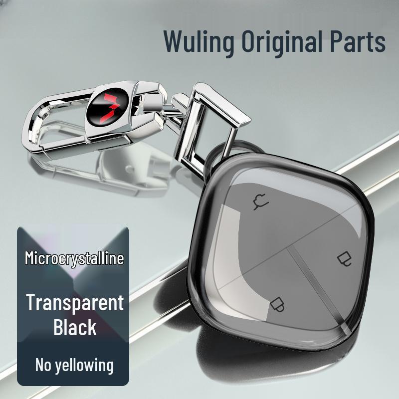 Wuling Bingo Airev Transparent Car Key Cover - Full Protective Case with Buckle, Clear Sky New Model