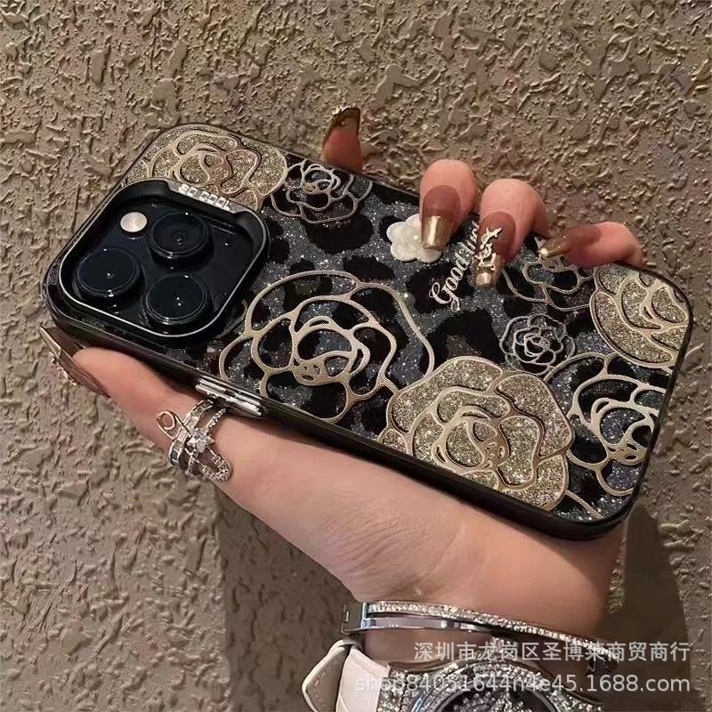 Leopard print flower for Apple 15 colored silver iPhone14Pro creative 11promax matte 16 protective cover 17