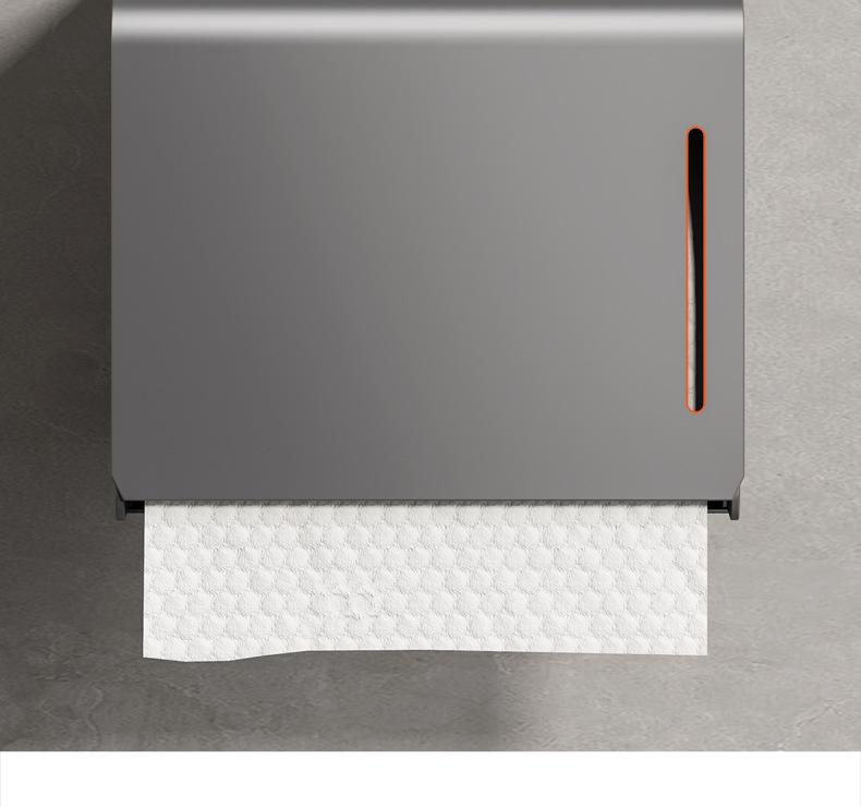 Punch-Free Wall-Mounted Gun Gray Tissue Box and Towel Holder