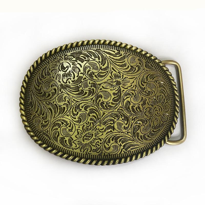 Higanbana Ethnic Style Oval Denim Belt Buckle - Unique Alloy Smooth Design