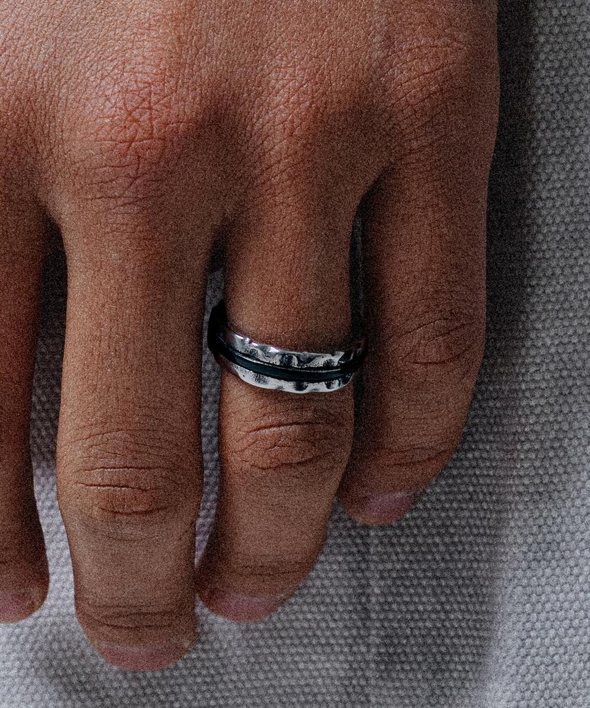 Scalettoblack Wsm012 Rough Black Line Ring