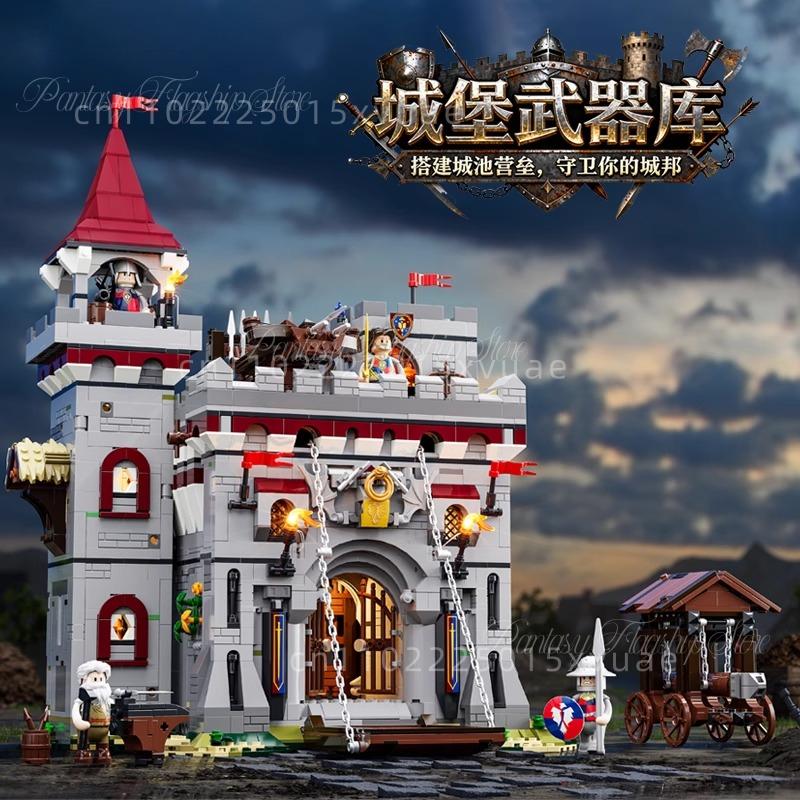 Medieval Series Building Blocks Large Castle Armory Assembled Architectural Models Street View Ornaments Collection Holiday Gift