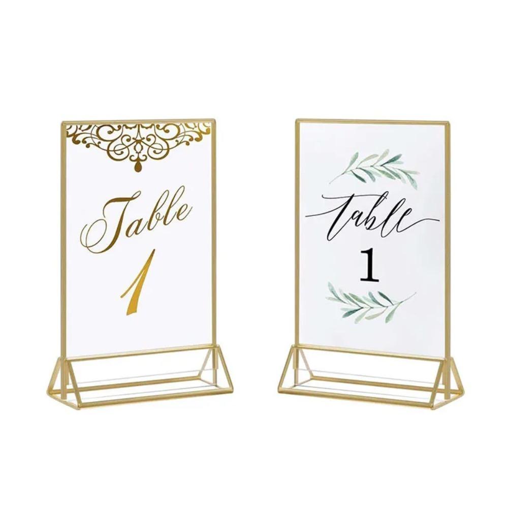 With Base Acrylic Golden Sign Holder DIY Menu Card Rack Label Holder Party Wedding Decorations