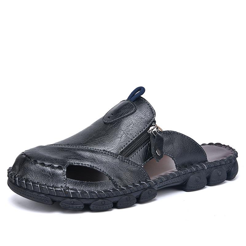 Men s Fashionable Comfortable Closed-Toe Handmade Summer Beach Sandals 43 чёрный