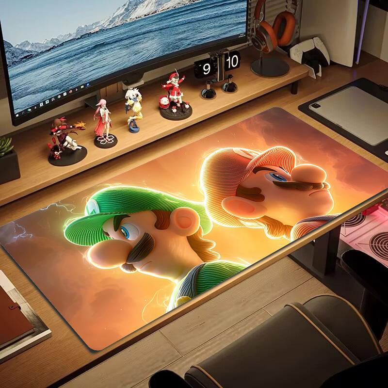 Mario & Luigi Duo Print Cushion Non-slip Laptop Tablet Big Mousepad XXL Mat Mini PC Playmat With Lock edge