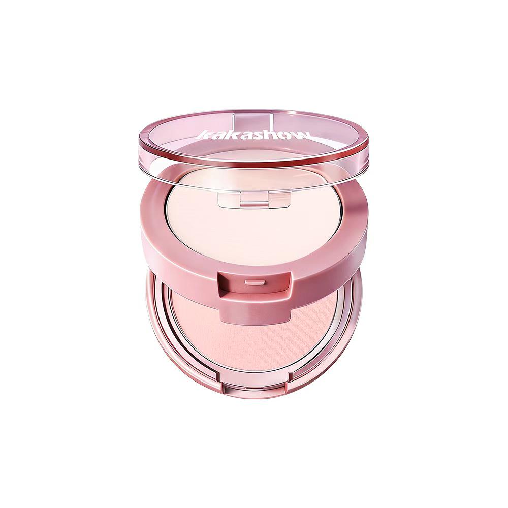 Kakashow Double-Layer Matte Highlighter: Natural, Long-Lasting, Two-Tone 3D Brightening Powder.