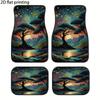 4pcs Car Floor Mats, Featuring A Pattern Of Ancient Trees And Lake Scenery Under The Starry Sky, Universal Car Mats, Made Of Pol