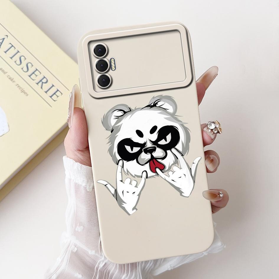 6.6" For Tecno Spark 8P 2021 Case Lovely Panda Cartoon Camera Protection Soft Matte Cover For Tecno Spark8P 8 P KG7H KG7n Bumper