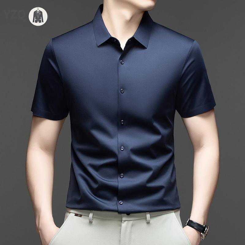 Mens Everyday Shirt Short Sleeve Ice Silk MoistureWicking for Business Events
