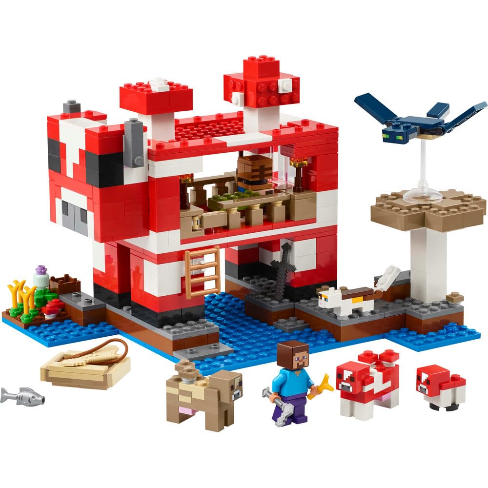 LEGO Minecraft Mooshroom House Toy, Birthday Gift, Building Blocks, for Girls and Boys, Ages 8, 9, and 10, Elementary School Students, Game, 21270