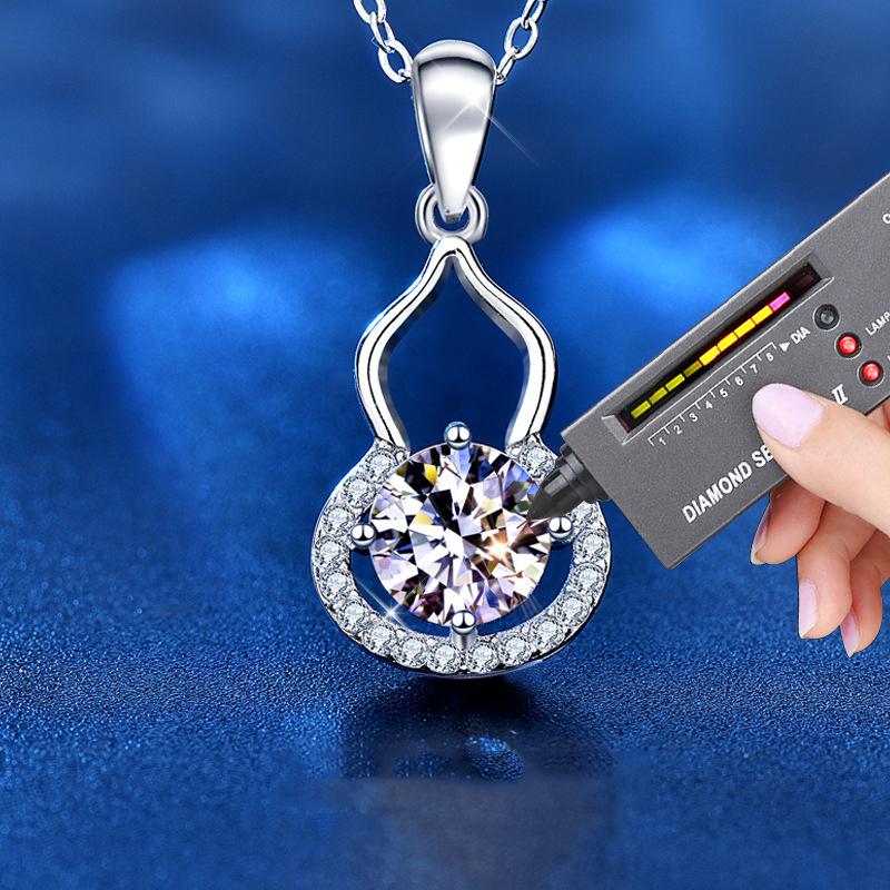 Echte 1,0 Karat Moissanit Halskette Luxus 925 Sterling Silber Kürbis Anhänger Halsketten Für Frauen Braut Funkelnden Hochzeit Schmuck