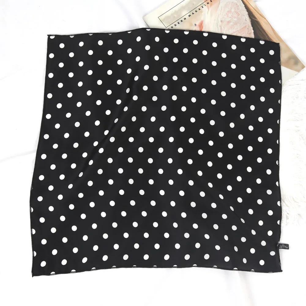 

Fashion Dot Neck Scarf 50cm Square Handkerchief for Women Hair Band The New Year Gift Print Bandana Ladies Daily Accessories 50cm-50cm чёрный