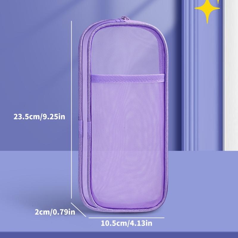 3Pcs Clear Mesh Pencil Bag Pencil Case Double Layer Pen Storage Box Portable Pen Organizers Clear Colored Pencil Case