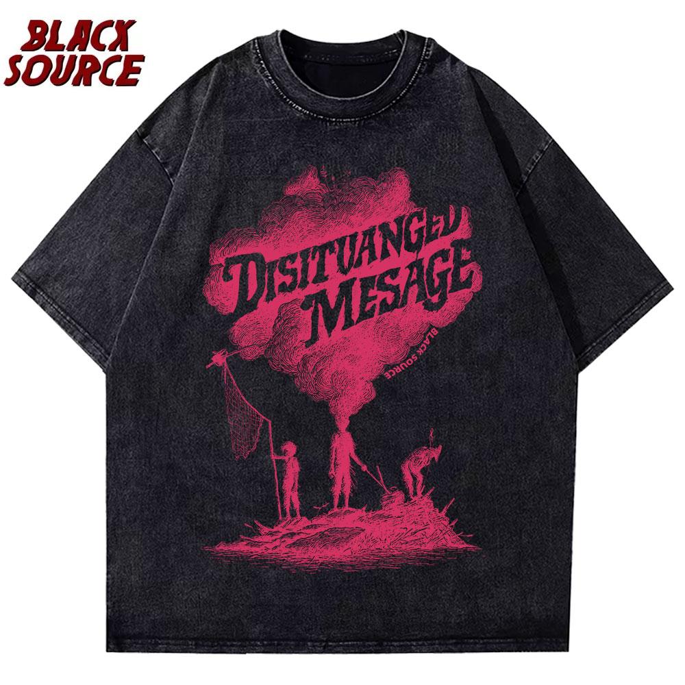 

T Japanese Anime Dorohedoro Kaiman Vintage Washed Tshirt Men Women Cool Manga Graphic Tshirts Gothic Horror Tee S