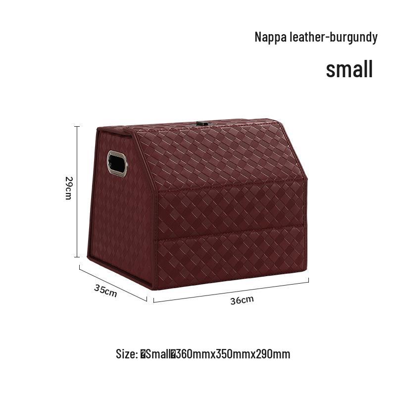 Großer Kofferraum-Organizer für das Auto, Leder mit Schafsfellmuster, Aufklappbares faltbares Design.