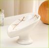 1PC Ceramic Leay Shower Soap Holder Bathroom and kitchen Supplies Leaf Shape Box Water Guide Hole Dish Storage Plate