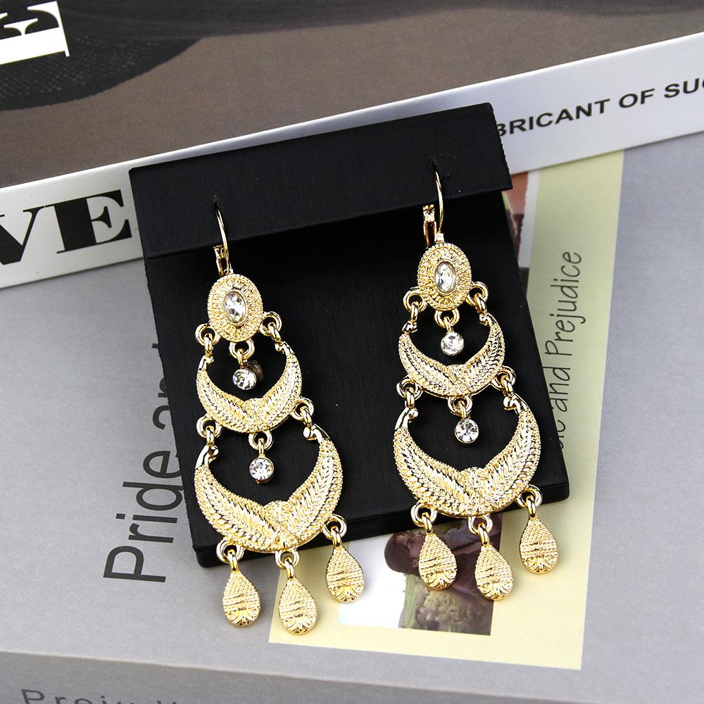 

Шикарные длинные серьги золотого цвета для женщин, серьги с кисточками и рельефным узором, Ближневосточные этнические украшения белый