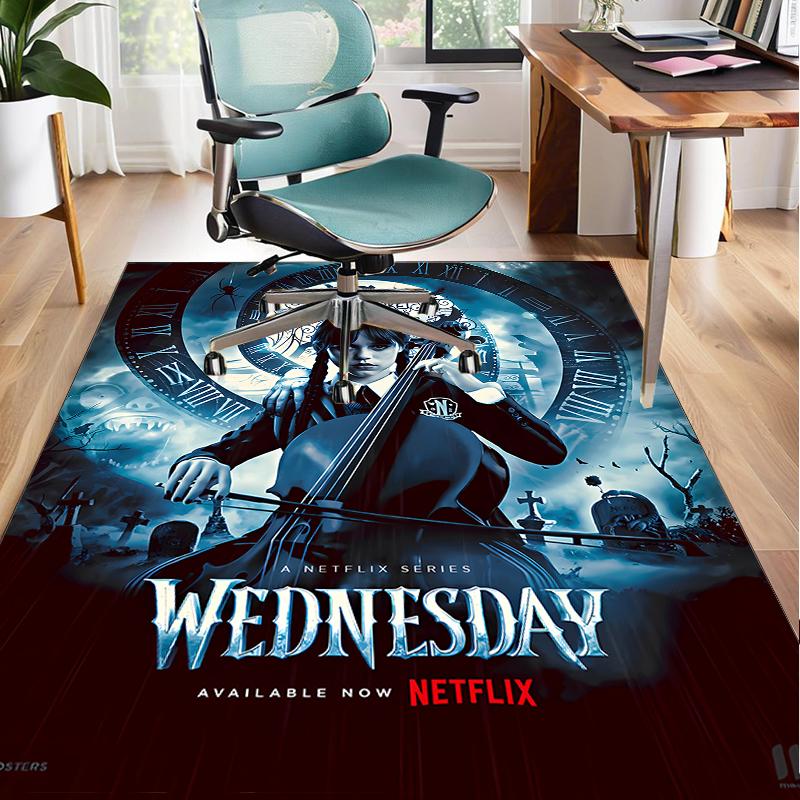 Wednes-day Gothic Family Reunion Office Rug Chair Mat, Game Carpet, Suitable for Front Door, Bedroom, Living Room, Desk, Holiday Gift