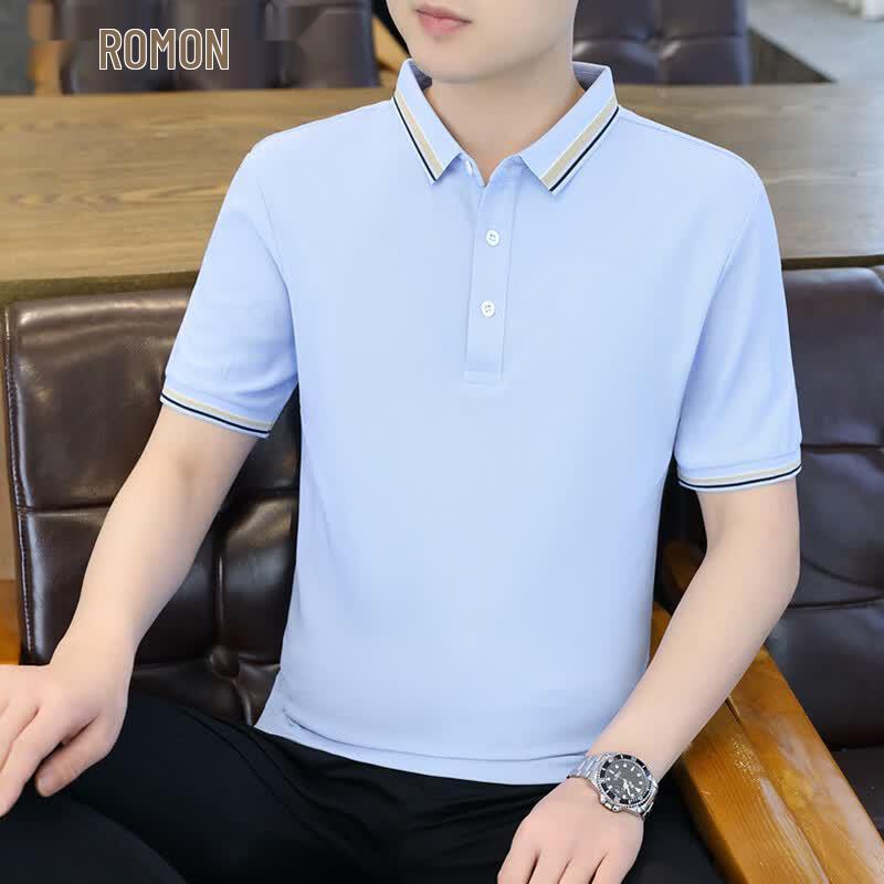Romon Men s 2026 Spring/Summer Business Casual Polo T-Shirt 3XL
