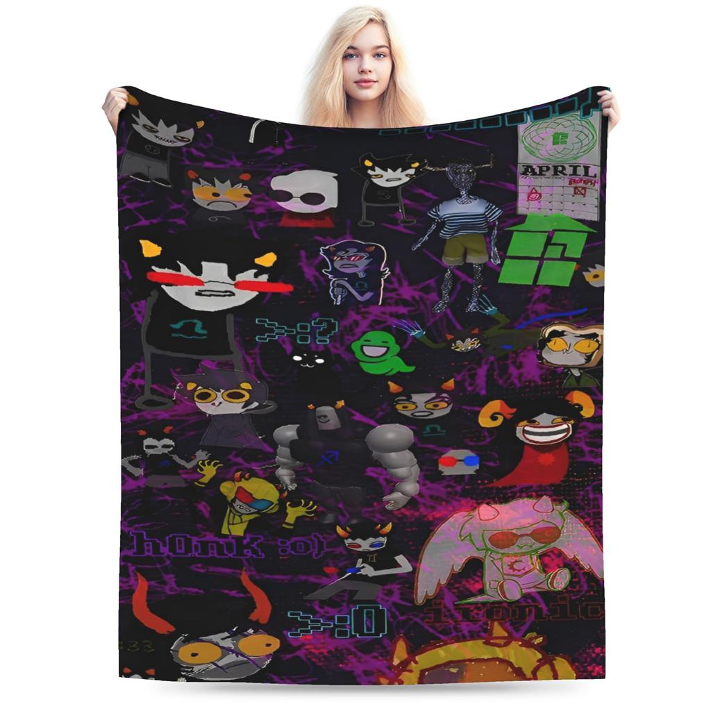 Super Warm Blankets Decorative Homestucked Manga Throw Blanket Flannel Bedspread For Outdoor Street Trend Sofa Bed Cover