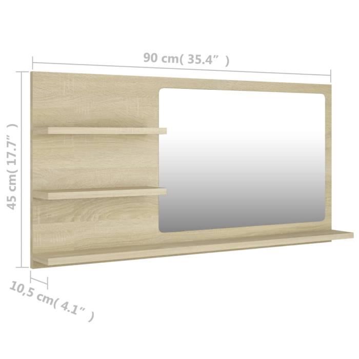 VidaXL Bathroom Mirror Sonoma Oak 90x10.5x45 Cm