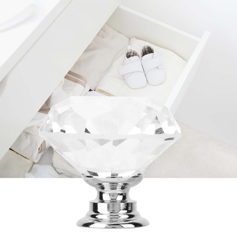 1PCS 30mm   Shape   Glass Pull Handle Cabinet Drawer Door Knob (Transparet)