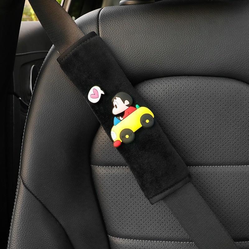 Cute Cartoon Car Seat Belt Shoulder Cover Soft Faux Fur Women Goddess Car Decoration