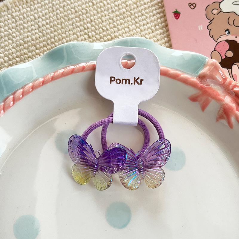 

2024 Cute Gradient Butterfly Hair Tie for Kids - Sweet Ponytail Rubber Band Accessory фіолетовий