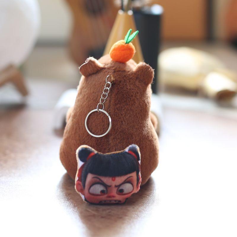 Capybara Aobing Plush Toy Keychain With Wagging Tail Soft Pp Cotton Bag Decor