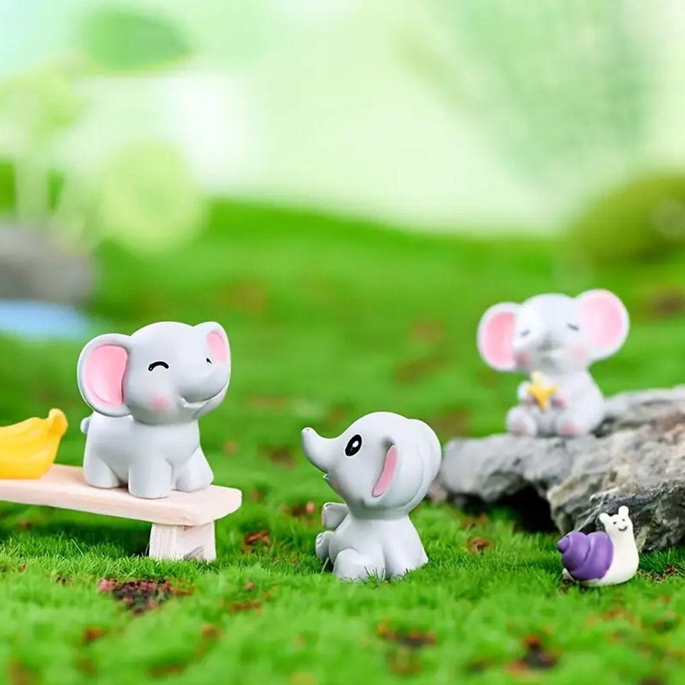 

Resin Crafts Mini Elephant Statues Cute Micro Landscape Decoration Desk Bonsai Decor