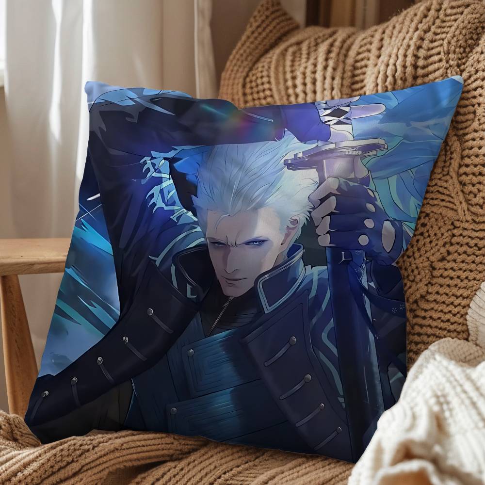 Power Vergil Game Devil May Cry Pillow Case Sofa Living Room Bedroom Headboard Backrest Cushion Square Cushion Nap Time