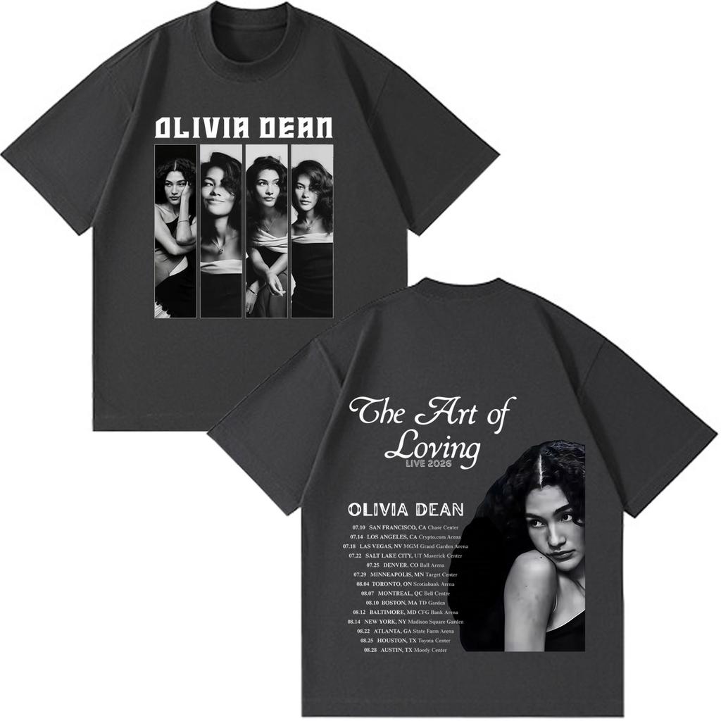 Olivia Dean Art Of Loving Tour 2026 Stampa Maglietta Unisex Unisex Magliette Hiphop Estiva Larga Casual Cotone Moda Magliette Vintage